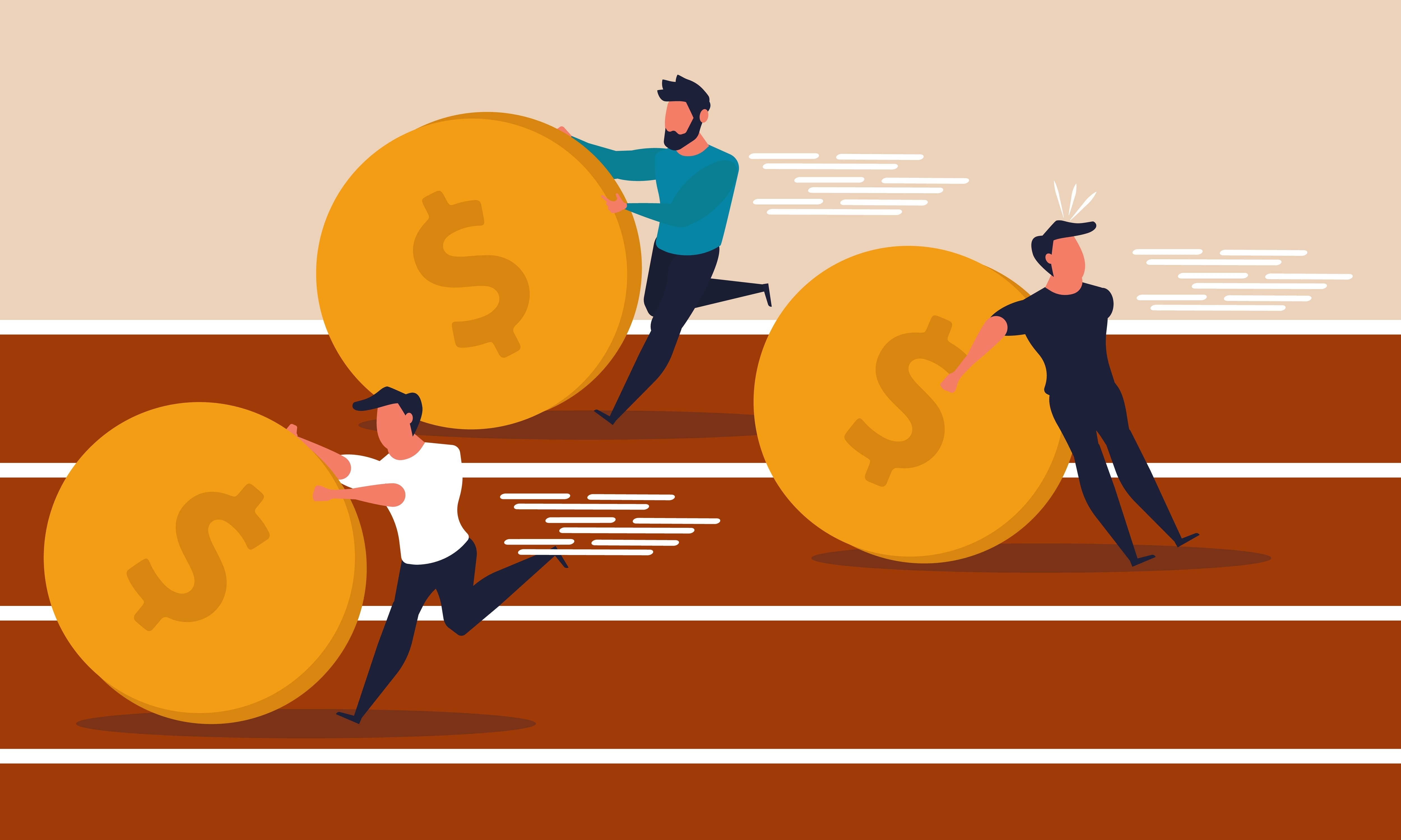 Coin bank race and fast economy challenge.